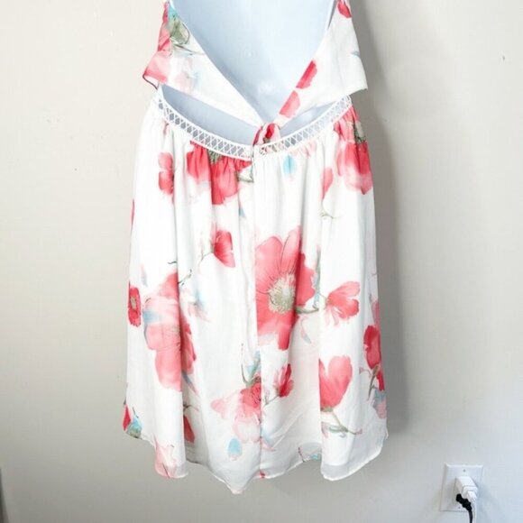 Two Sisters The Label Floral Halter Mini Dress High Neck White Pink Size Large - Picture 13 of 15